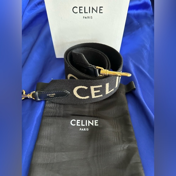 Authentic Celine Black and Cream Logo Strap - Picture 1 of 7